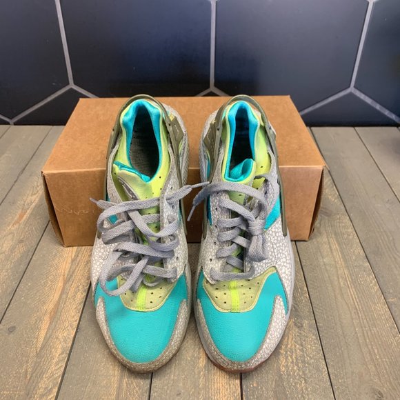 Used W/O Box! Mens Nike ID Air Huarache Running Teal White Elephant Size 11 - Picture 3 of 6
